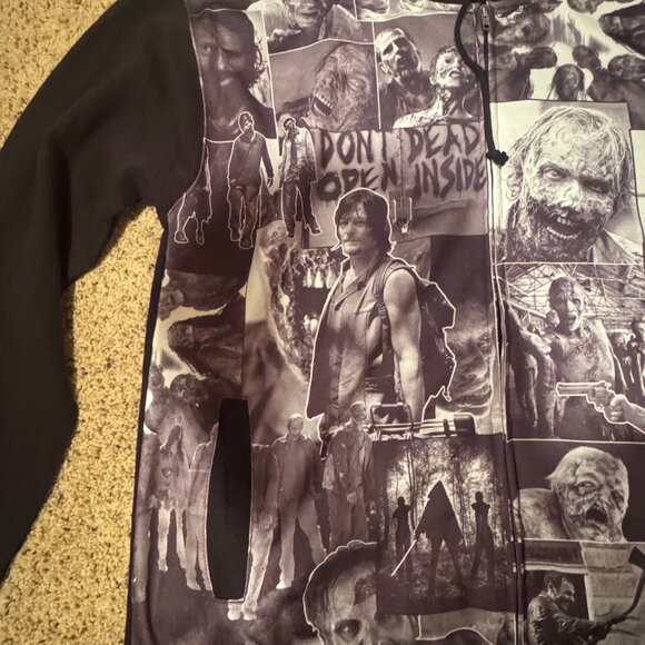 Vintage Like The Walking Dead Collage Black Zip up Hoodie (Men's 2XL) - Picture 3 of 16